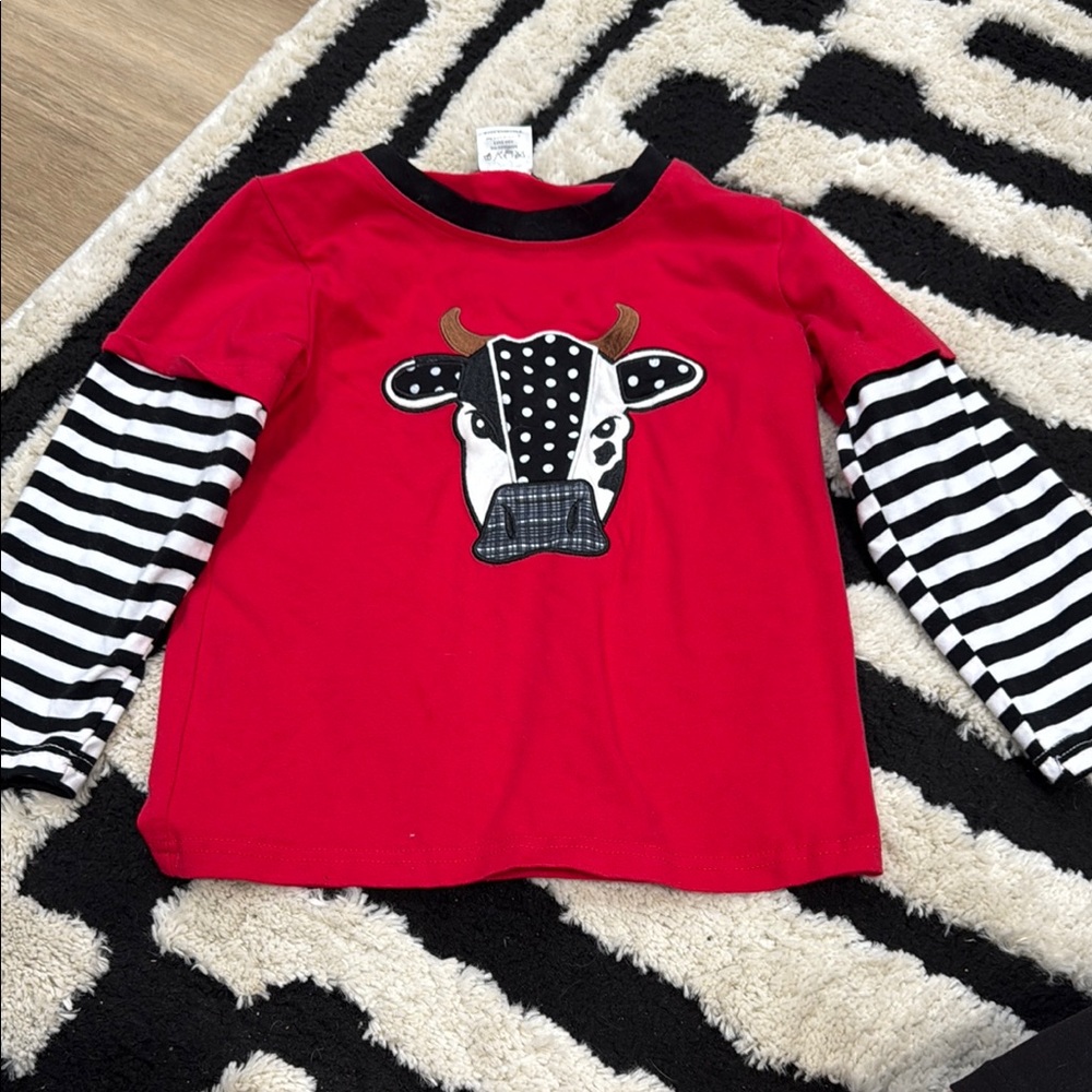 Red Cow Print Kids Shirt